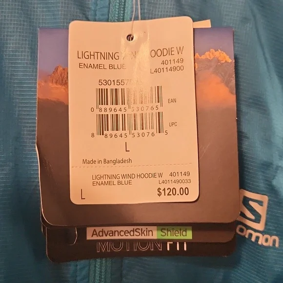 Salomon Teal Hooded Windbreaker Jacket NWT Large - Picture 2 of 8